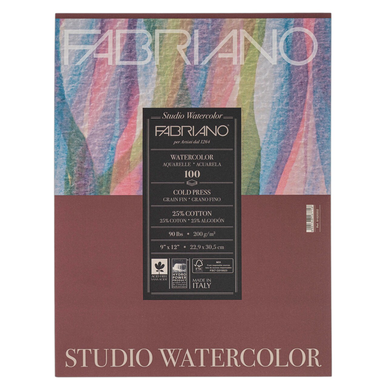 Fabriano Studio Watercolor Paper, Cold-Press, 9" x 12", 90 lb.